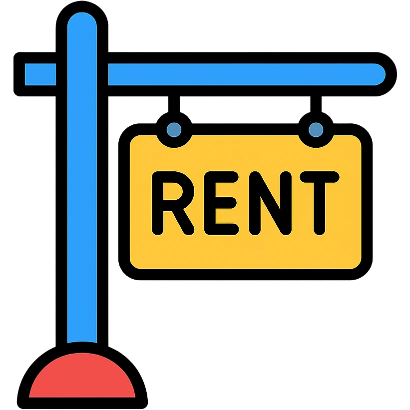 rent sign board icon with color outline, transparent background emoji