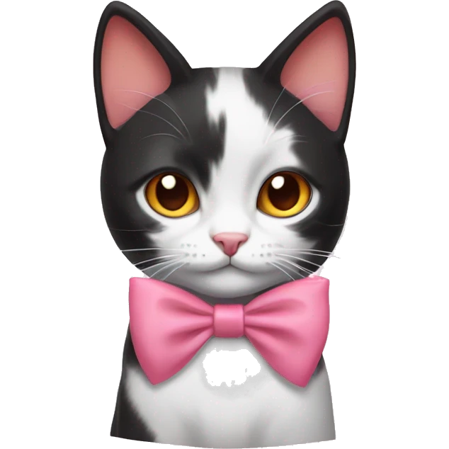 orange black white cat with a pink bow emoji