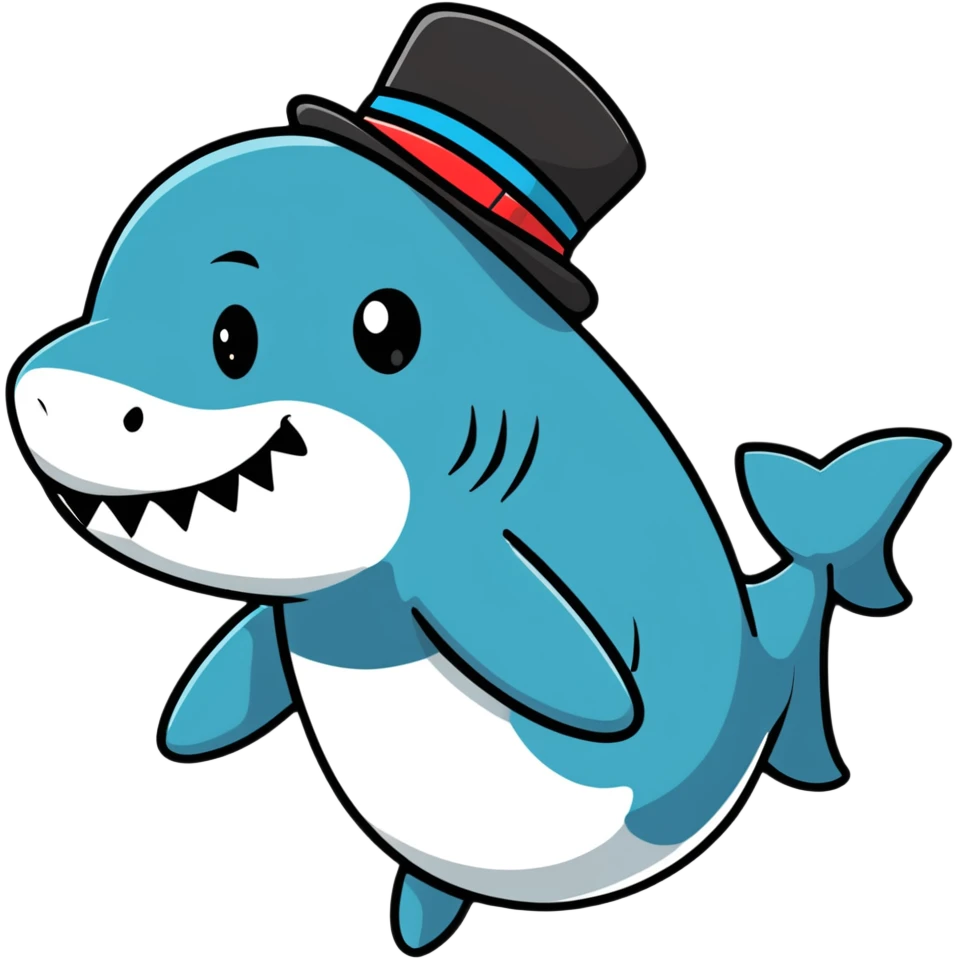 Shark with a top hat emoji