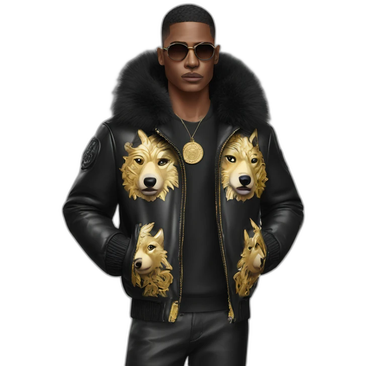 wolf in the versace leather down jacket emoji