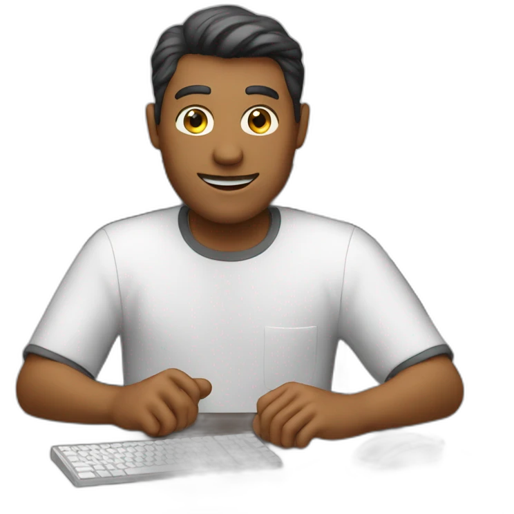 A man working with computer emoji