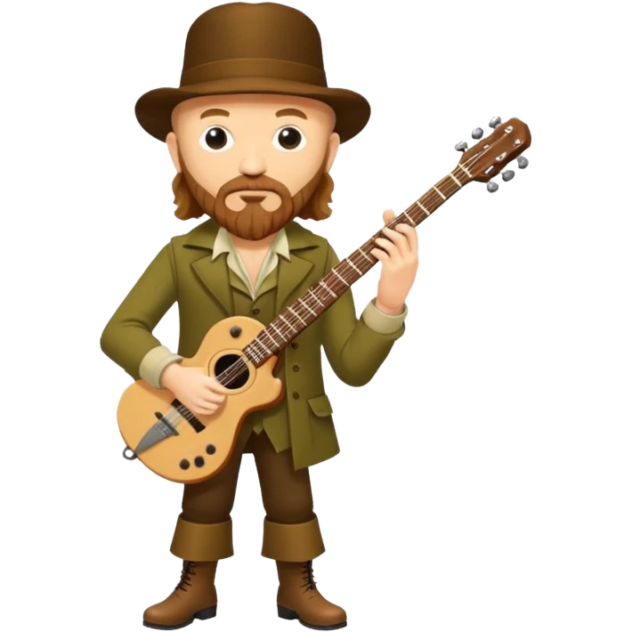 Jethro Tull (Band): A legendary British progressive rock band led by Ian Anderson, named after the 18th-century agriculturist. jethro holds an elecric guitar emoji