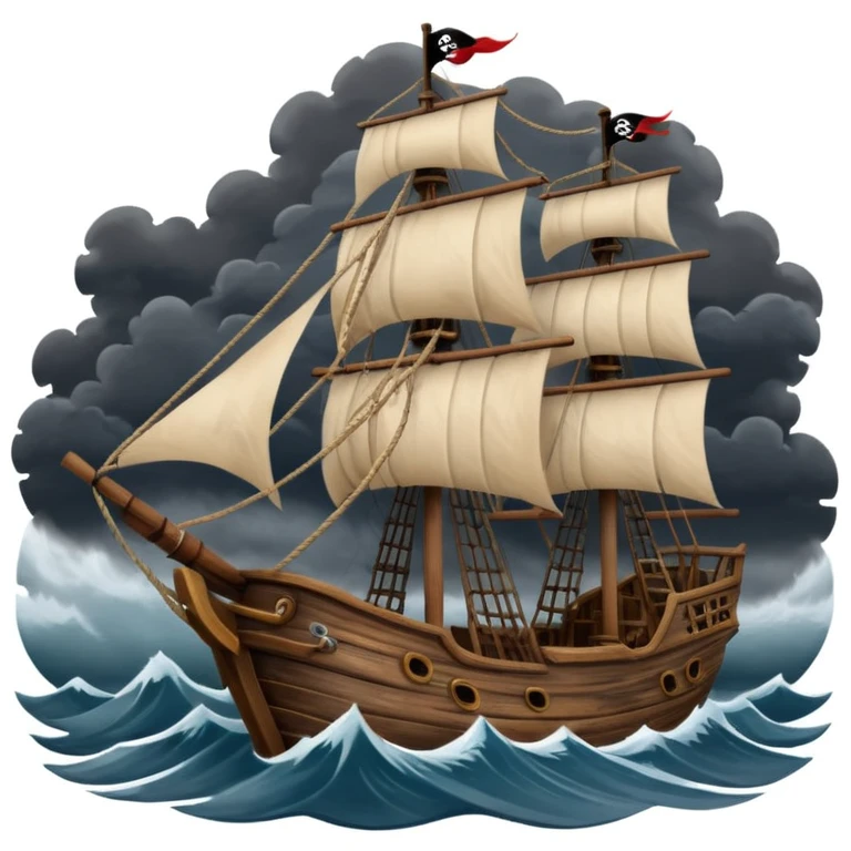 pirate sailing a ship in strome sea background emoji
