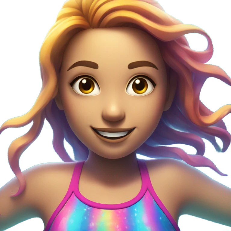 smiling girl in swimsuit underwater emoji