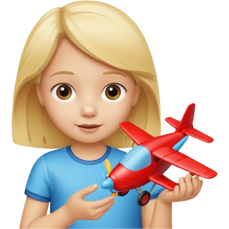 blonde child playing with plane emoji