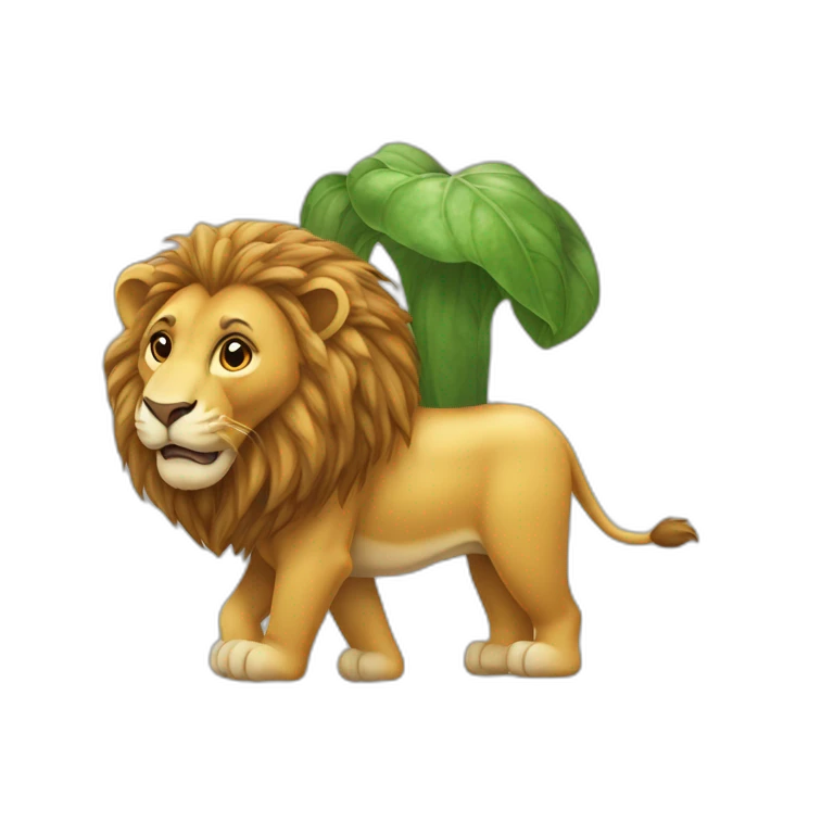 Un lion sur un éléphant emoji