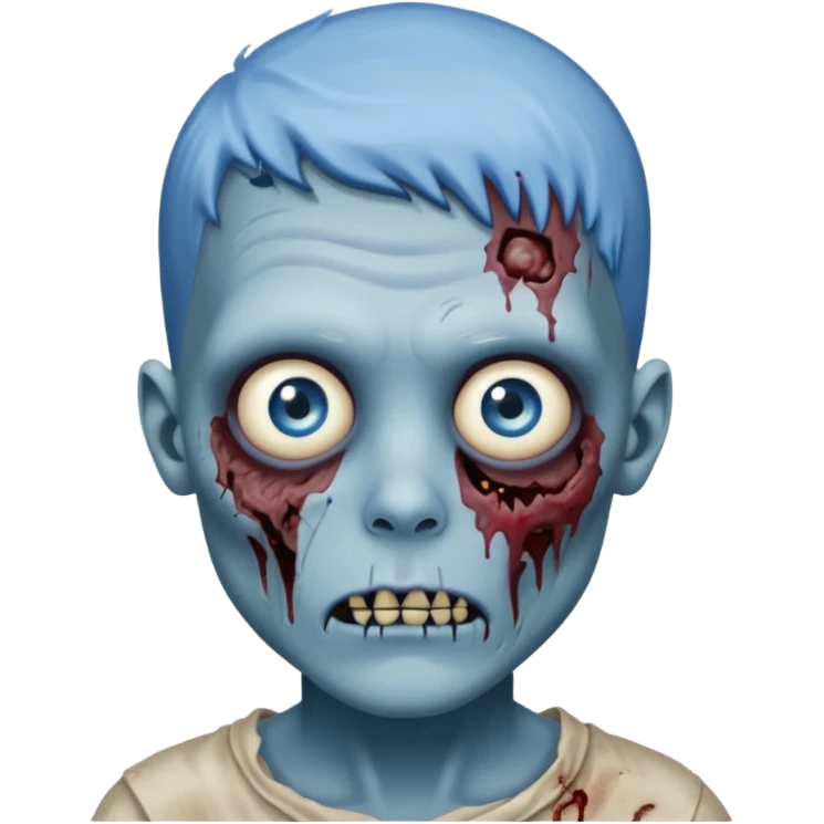 Zombie boy with blue face and blue eyes emoji