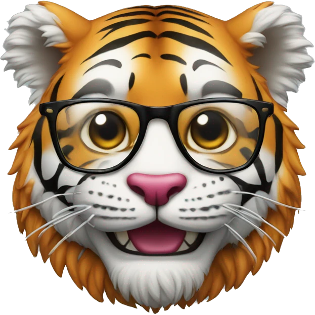 tiger clown in glasses with laptop emoji