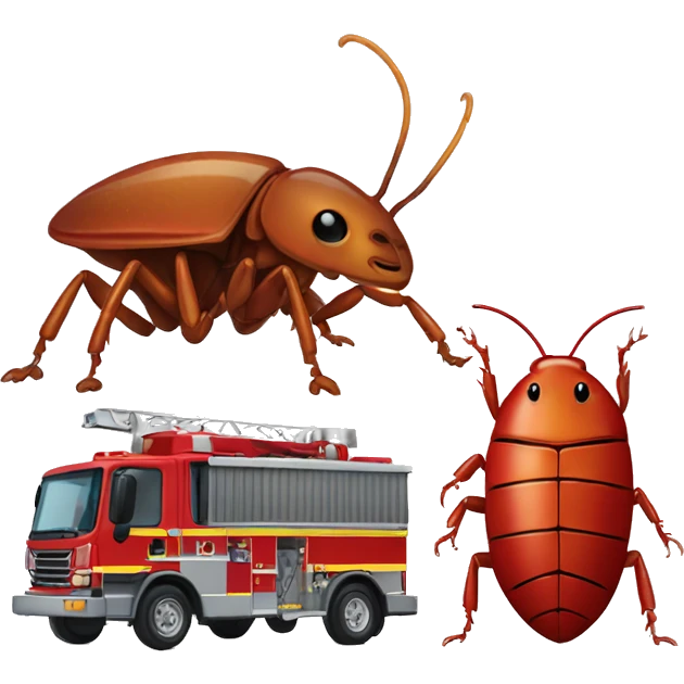 Fire engine and ladder cockroach emoji