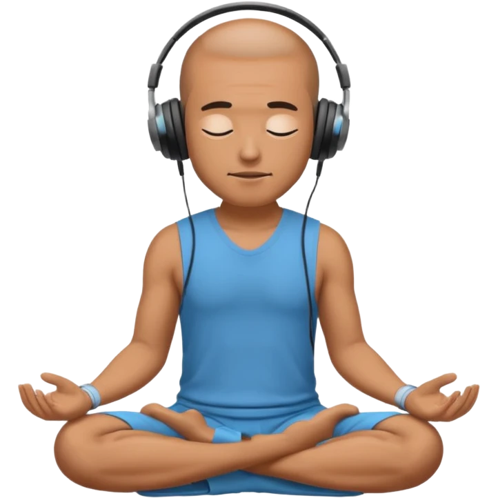 man meditating with headphones emoji
