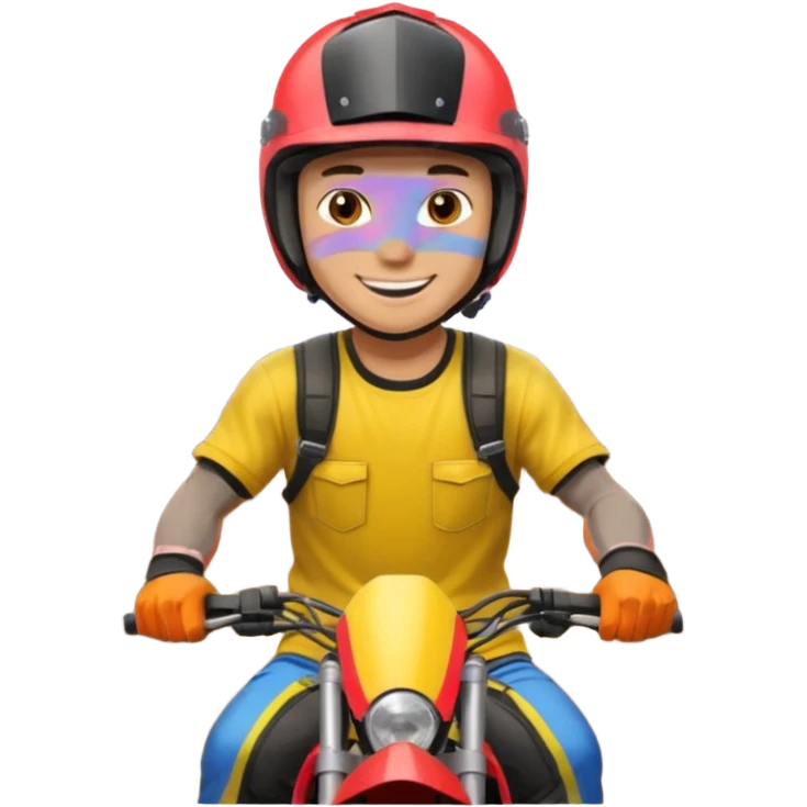 guy on dirtbike smiling for camera emoji