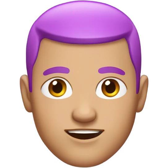 Man with pink skin and a purple buzz cut emoji