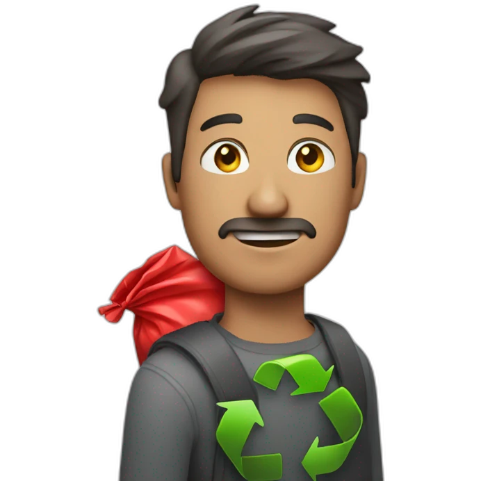 Man with red garbage bag emoji