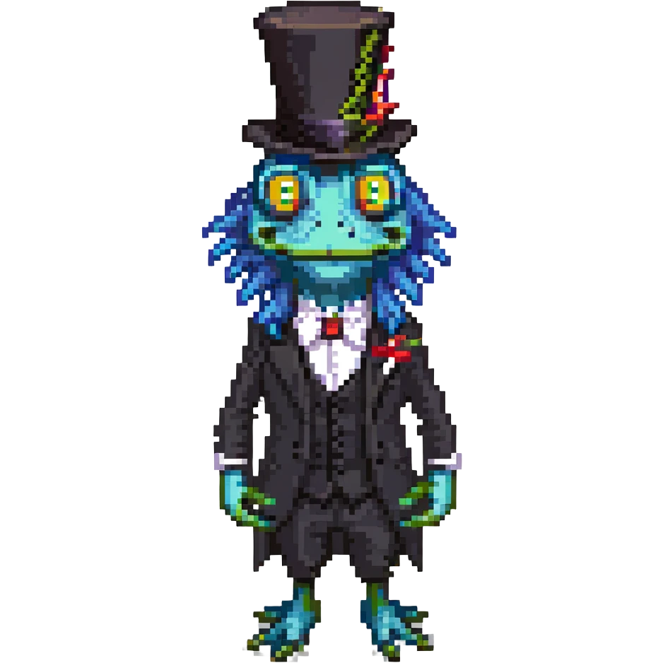 A murloc from World of Warcraft dressed as Abraham Lincoln emoji