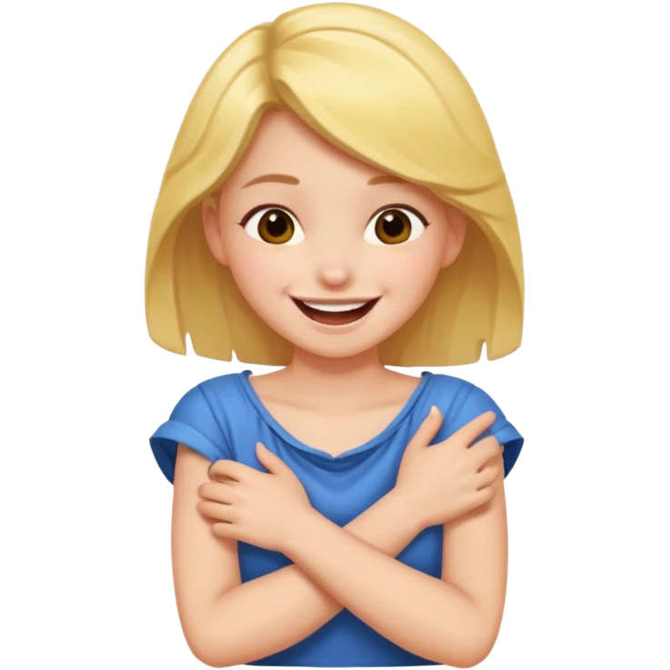 girl crossing her arm around her neck and laughing  emoji