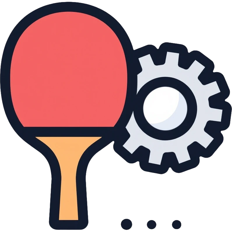 Pong game settings icon with paddle, ball, and gear emoji