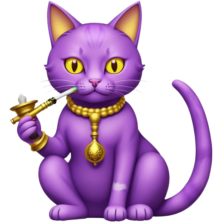 Purple cat smoking hooks emoji