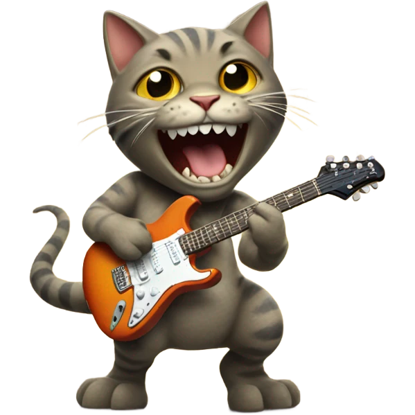 Cat playing electric guitar riding on a dinosaur  emoji