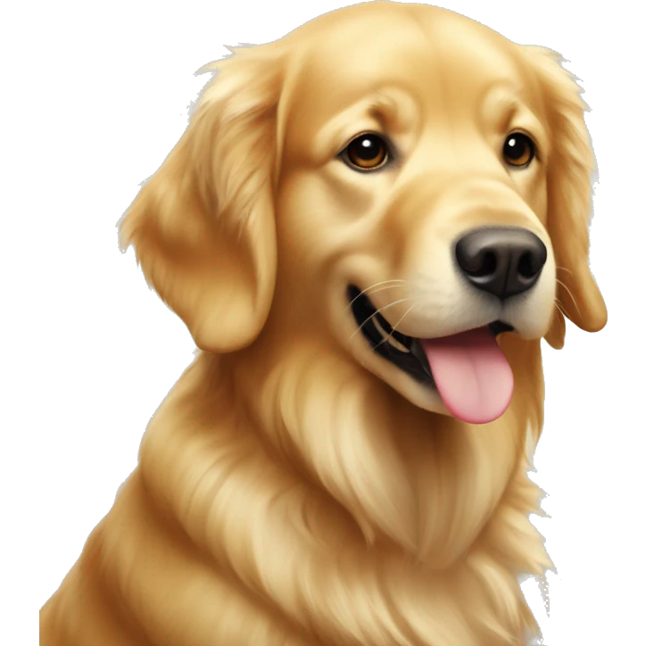 Golden retriever che ha una pallina da tennis in bocca emoji