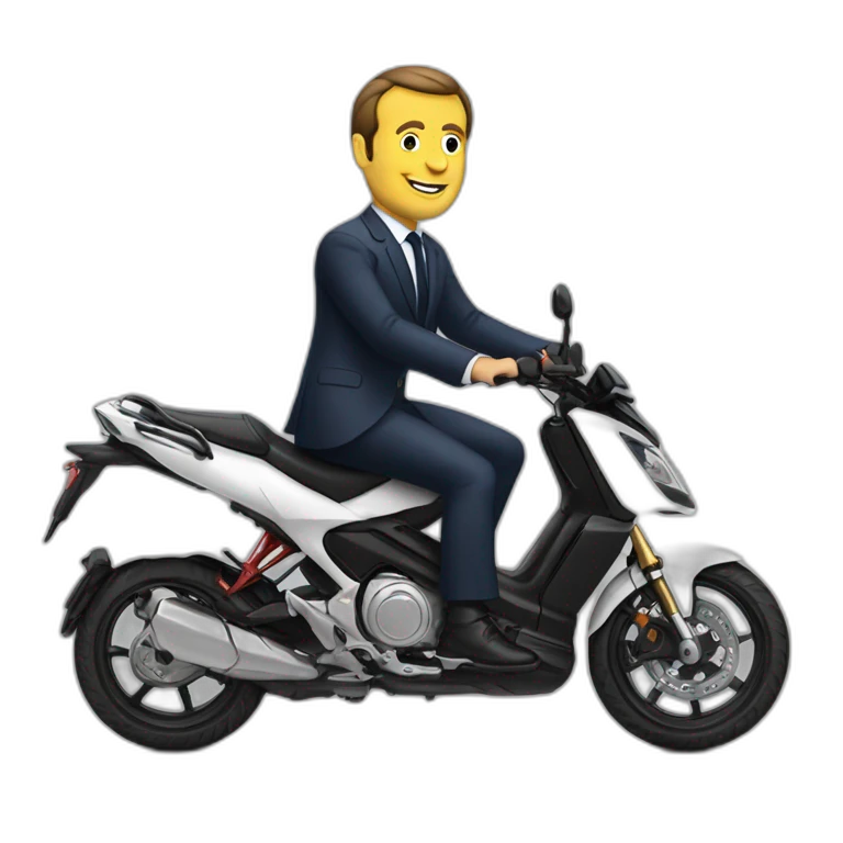 Macron sur une moto emoji
