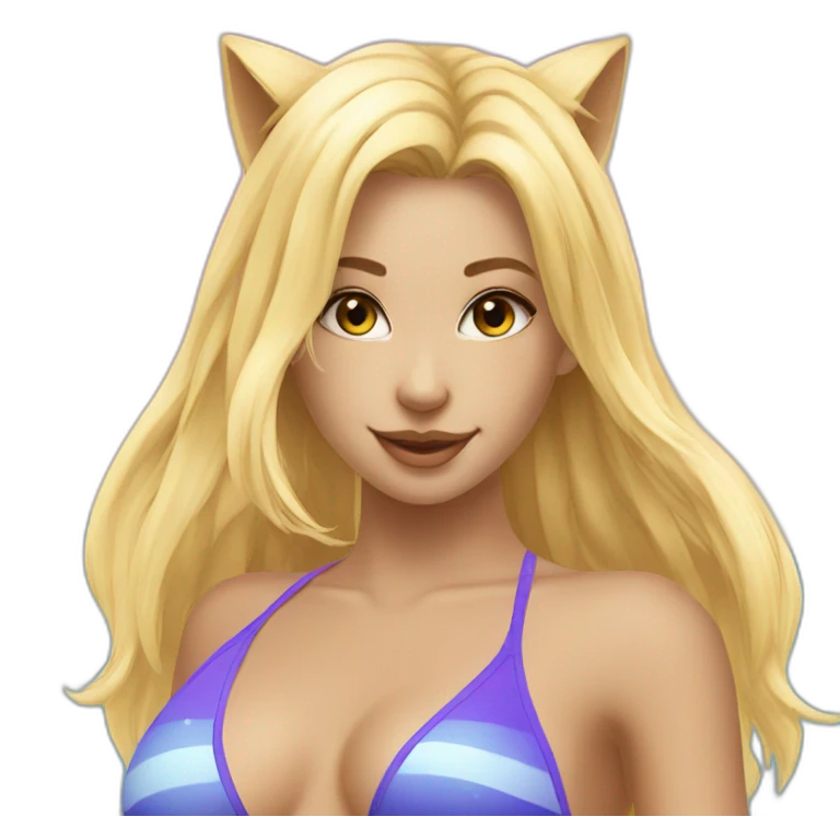 hot catgirl blonde swim suit emoji