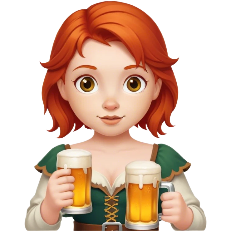 redheaded dwarf girl holding a beer emoji
