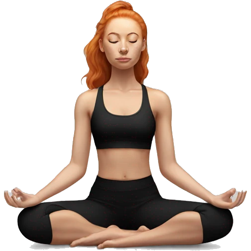 Aesthetic Ginger girl in black gym fit full body meditating  emoji