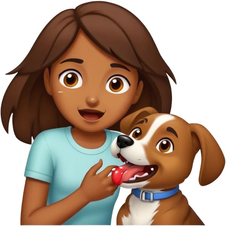 Dog biting girl emoji