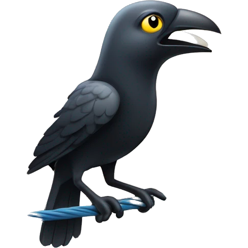 un corbeau sur un perché sur un cable éléctrique emoji