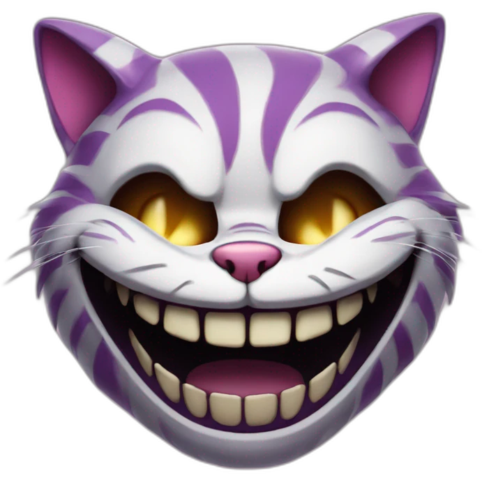 A Cheshire cat with a skull in its teeth. emoji
