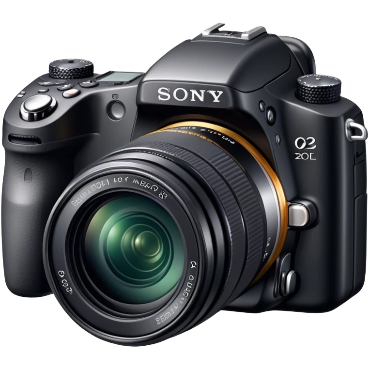 DSLR camera, Sony Alpha DSLR-A230, professional black camera with lens emoji
