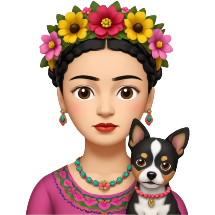 Frida Kahlo with dog emoji