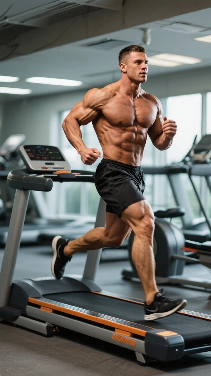 bodybuilder che corre sul tapisroulant emoji