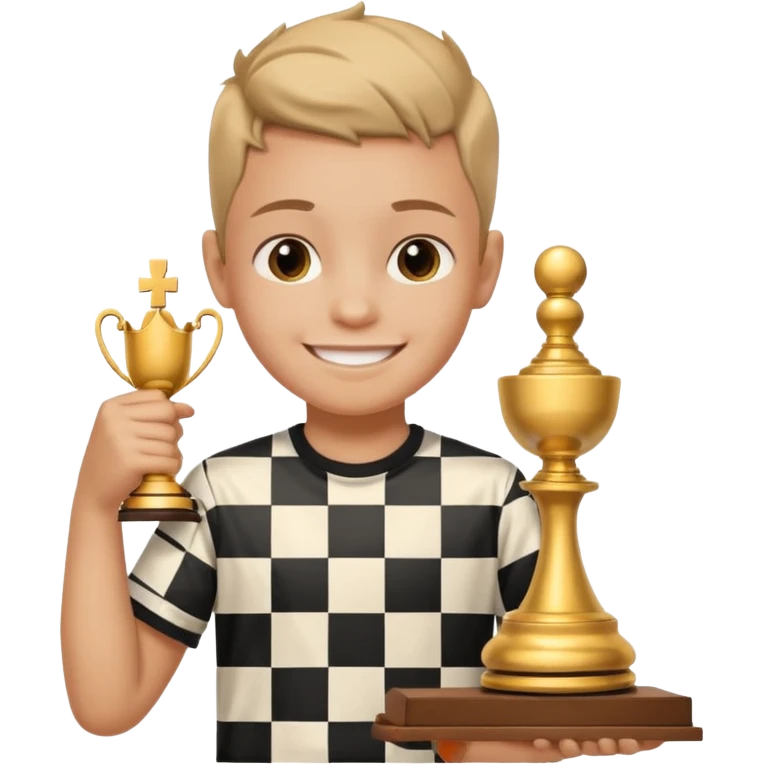 Kid with trophy, Chess club. emoji