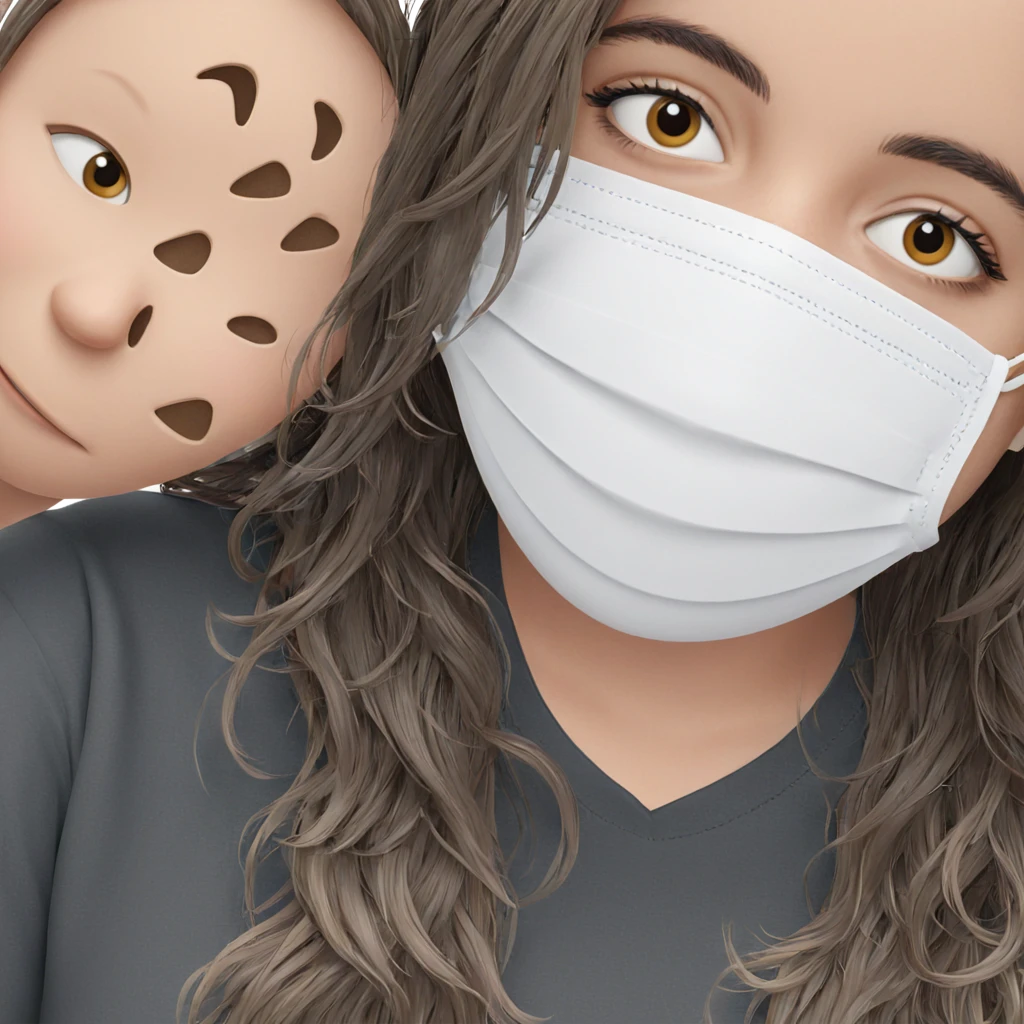 smiling girl with mask emoji