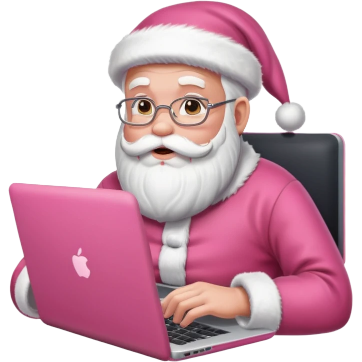 santa god with laptop, pink emoji