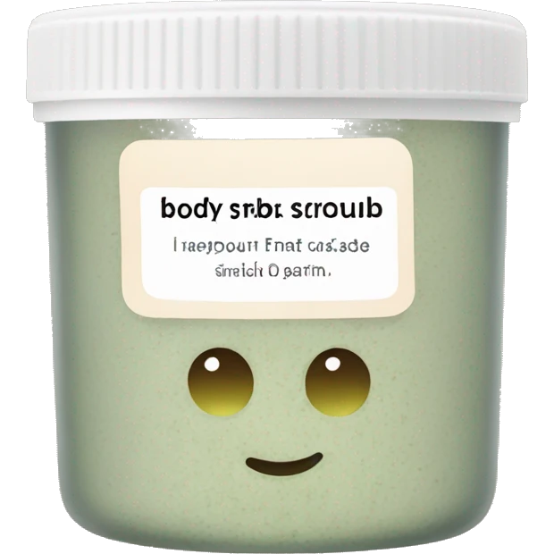 body scrub pot with label emoji