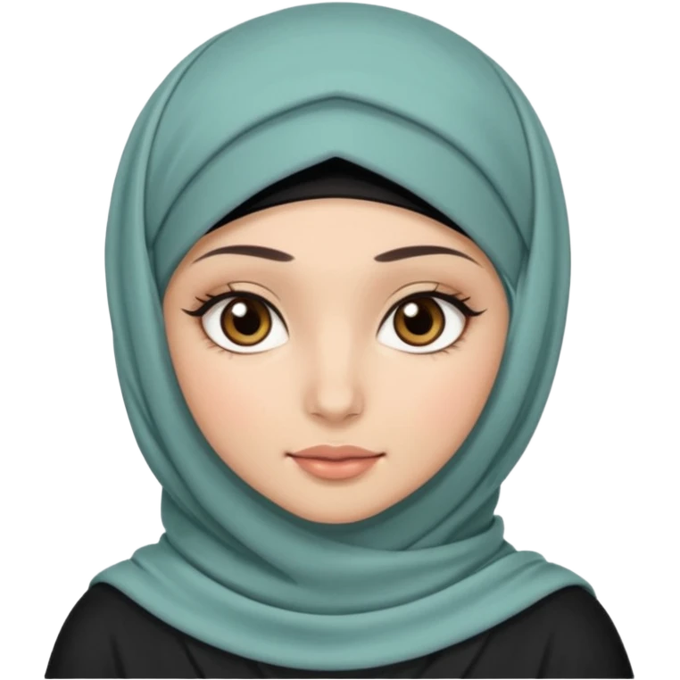 hijab with appear of some hair dark brown eyes and long lashes with and light  skin emoji