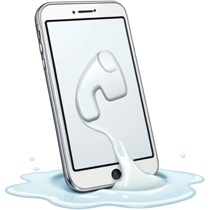a phone with white liquid spilt on it emoji