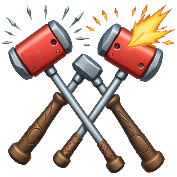 croisement de 2 marteaux différent (en mode duel, qui des deux va gagner) emoji