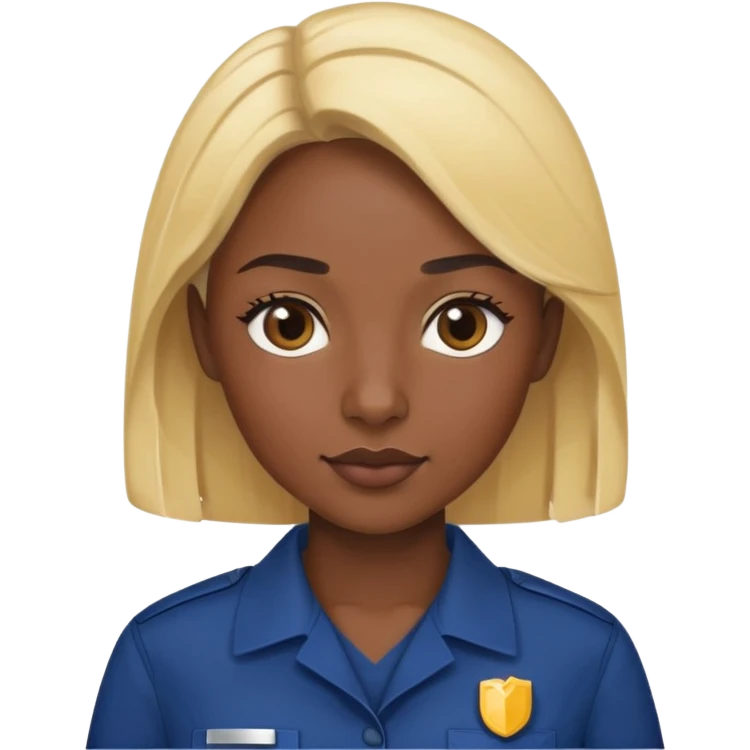 Dark skin women blond hear wearing dark blue work uniform emoji