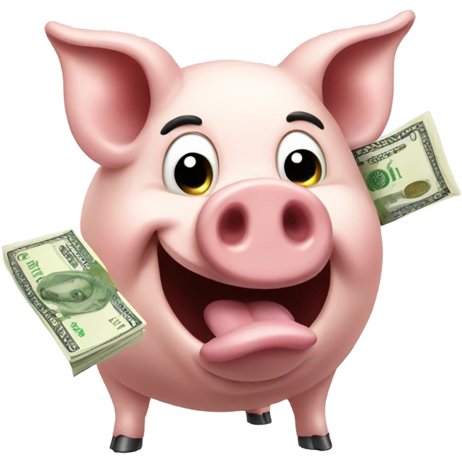 Pig with money coming out of mouth emoji