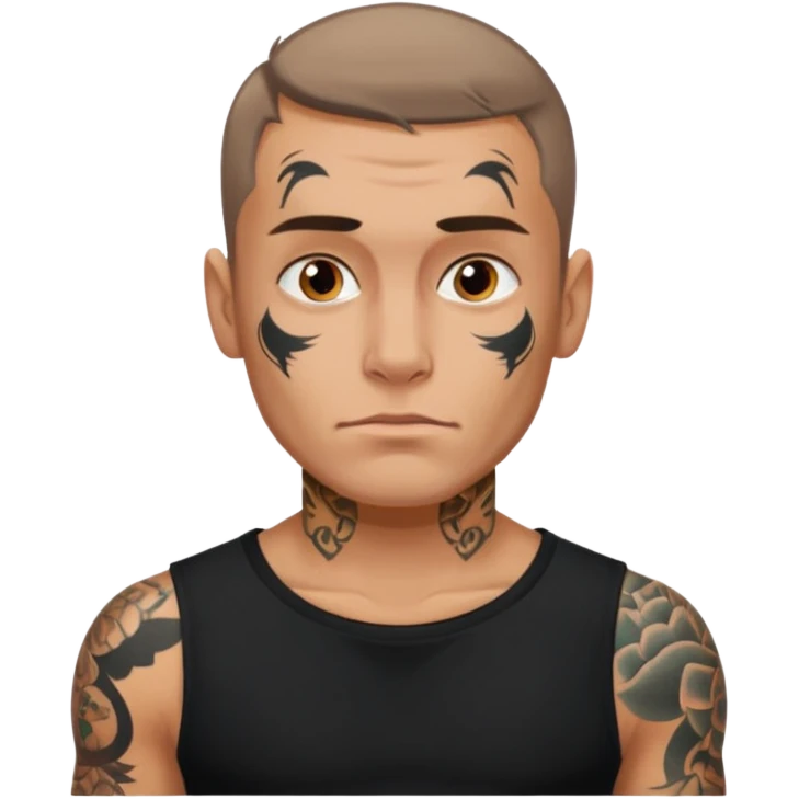 Create emoji by me:I am Petr,Russian,95% tatooed,tear tattoo,live in Spain emoji