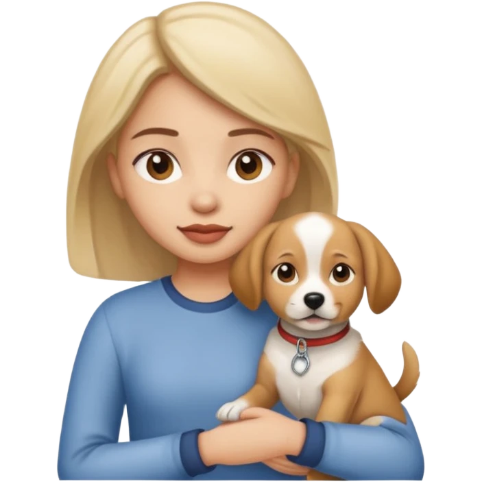 Girl holding a dog emoji