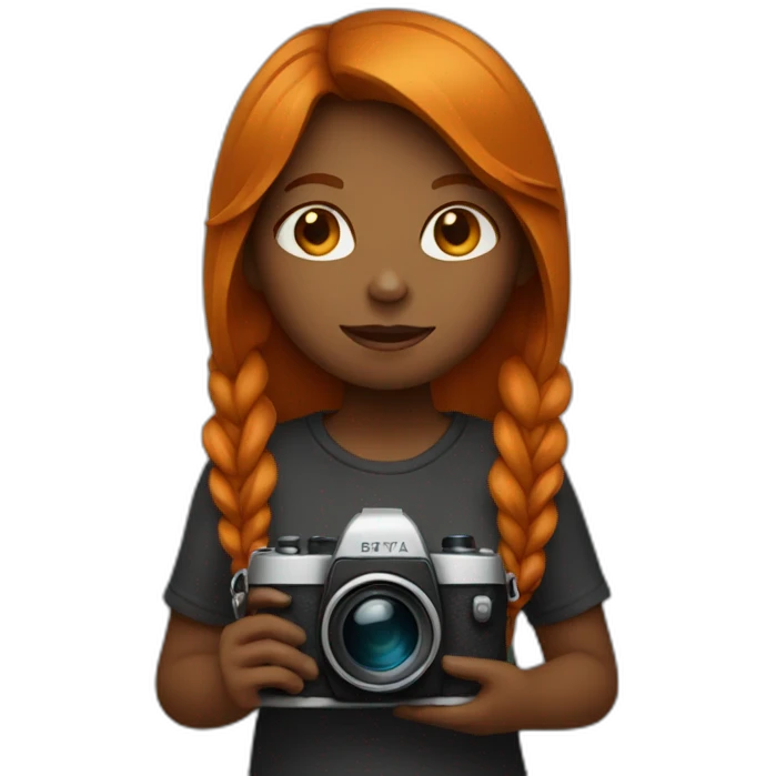 dark ginger girl with camera emoji