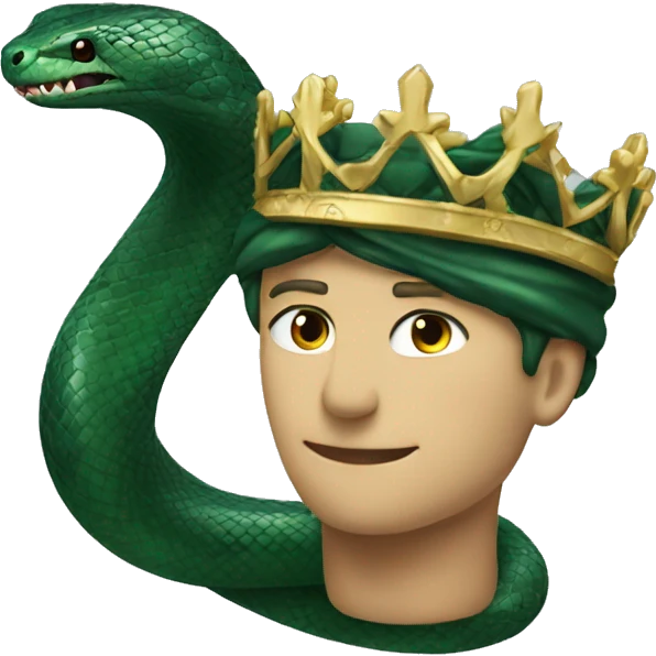 A dark emerald snake with a crown head luxe beautiful  emoji