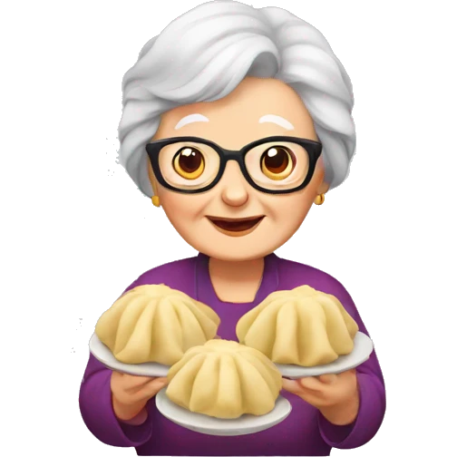 grandma with dumplings emoji