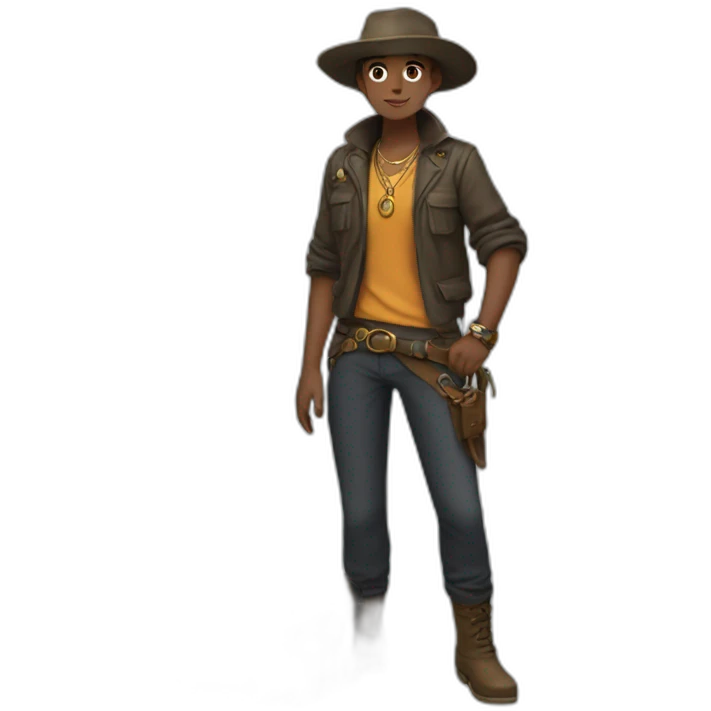 Treasure Hunter non-binary full body emoji