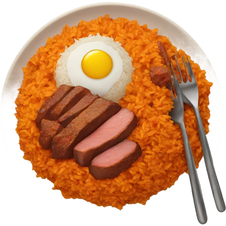 Plate with Jollof rice and meat  emoji