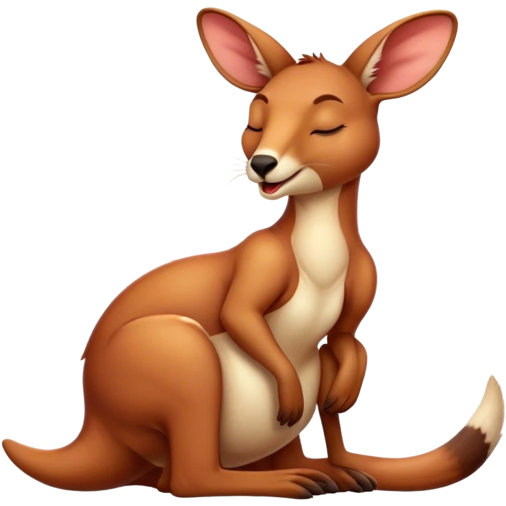 Cinematic Cute Yawning Adult Red Kangaroo Portrait Emoji, Head tilted slightly with a dramatic, wide-open yawn, showcasing a sturdy, reddish form with a distinct red kangaroo-shaped head, a relaxed elongated snout, and sleepy, half-closed eyes, Simplified yet irresistibly adorable features, highly detailed, glowing with a soft, cozy outback glow, high shine, relaxed yet expressive, stylized with a dash of whimsical charm, soft glowing outline, capturing the essence of a drowsy yet affectionate kangaroo that appears ready to stretch and yawn its way out of the screen! emoji